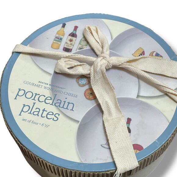 Vintage 2001 Nancy Green Boston Warehouse 6" Wine Cheese Appetizer Ceramic Set 4 - Picture 11 of 12